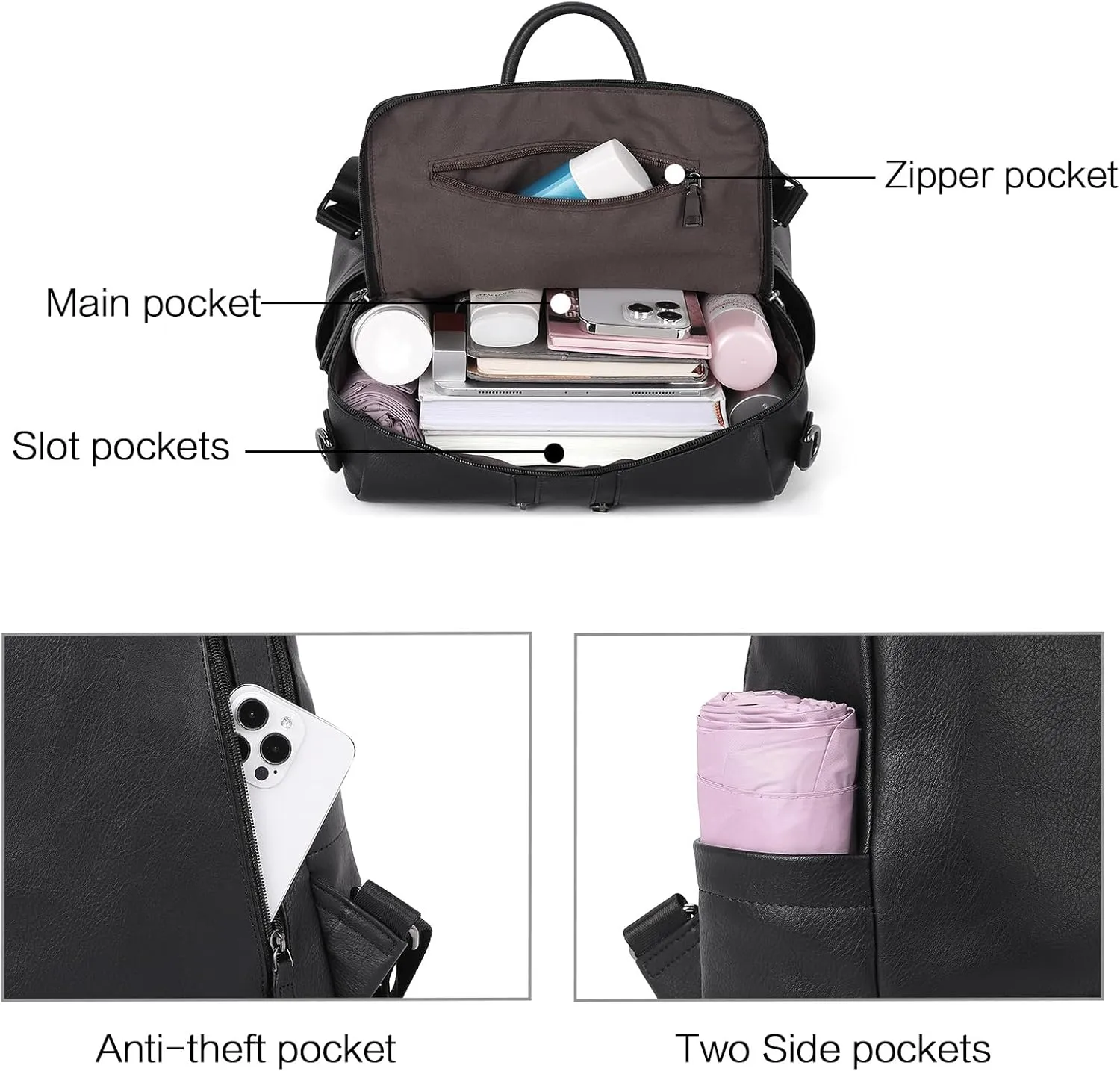 CLUCI Leather Backpack Purse for Women Convertible Large Travel Ladies Designer Fashion Casual College Shoulder Bag