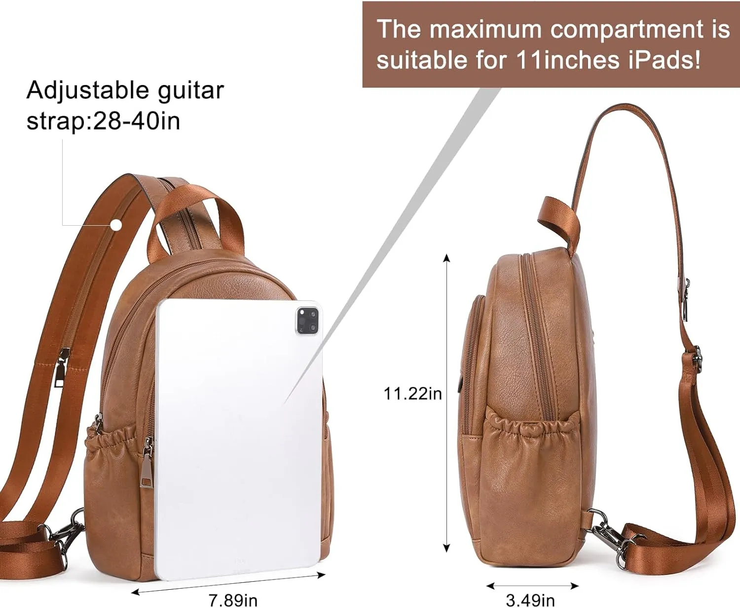 CLUCI Leather Sling Backpack for Women - Small Convertible Crossbody Bag for Travel
