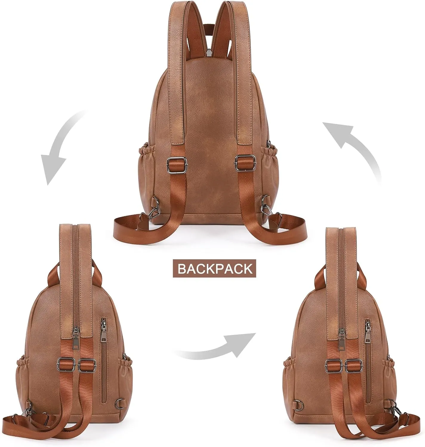 CLUCI Leather Sling Backpack for Women - Small Convertible Crossbody Bag for Travel