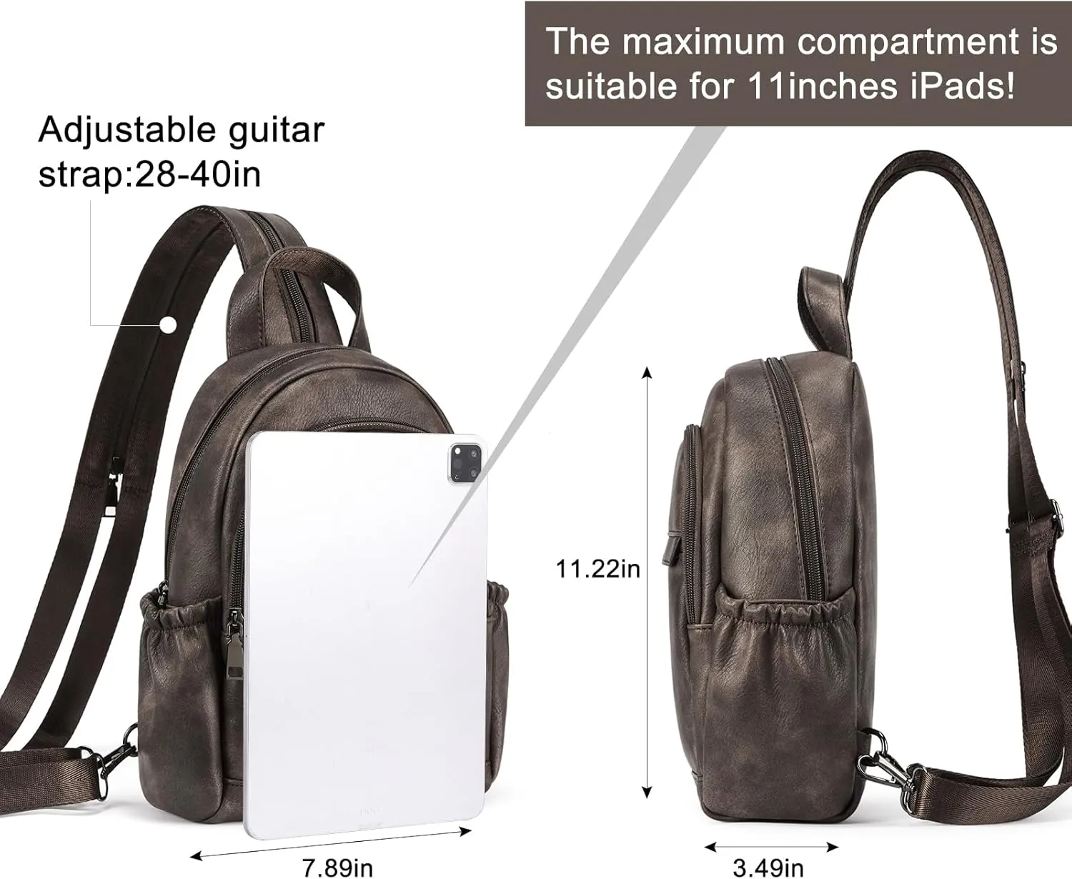CLUCI Leather Sling Backpack for Women - Small Convertible Crossbody Bag for Travel