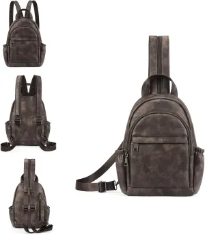 CLUCI Leather Sling Backpack for Women - Small Convertible Crossbody Bag for Travel