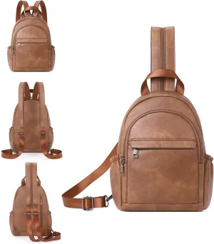 CLUCI Leather Sling Backpack for Women - Small Convertible Crossbody Bag for Travel