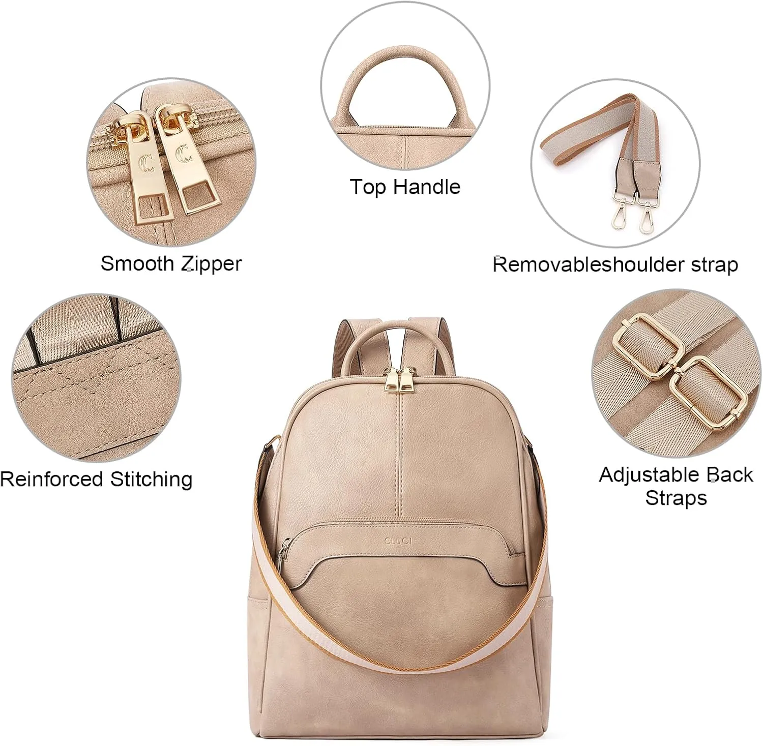 CLUCI Womens Backpack Purse Travel Backpack Leather Convertible Ladies Designer Daypack Shoulder Bags