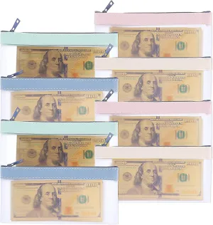 cobee 8 Pack Money Bags with Zipper, Cash Envelopes Money Pouch Clear Bank Deposit Coin Bag Check Wallet Collectors Multi-Purpose Zippered Purse for Cosmetics, Invoice, Bills, Tools, 7.2 x 3.9 Inch