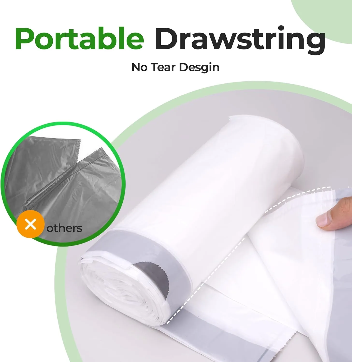 Code K Heavy Duty Drawstring Trash Bags 1.2 Mil THICK 100 Count Compatible with simplehuman Code K Trash Can | 9-12 Gallon 35-45 Liter Heavy Duty White Garbage Can Liners