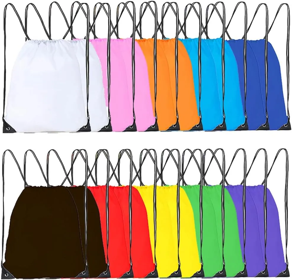 CODOBON 20 Pcs Drawstring Bags, Bulk Drawstring Backpack, Nylon Cinch Draw String Sport Bag, 10 Colors