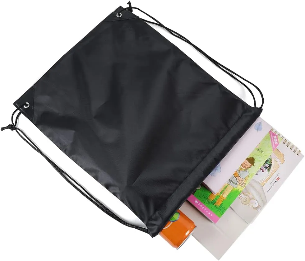 CODOBON 50 Pcs Drawstring Bags, Bulk Draw String Backpack, Cinch Polyester Bag for Gym Sport, Black