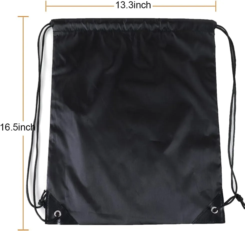 CODOBON 50 Pcs Drawstring Bags, Bulk Draw String Backpack, Cinch Polyester Bag for Gym Sport, Black