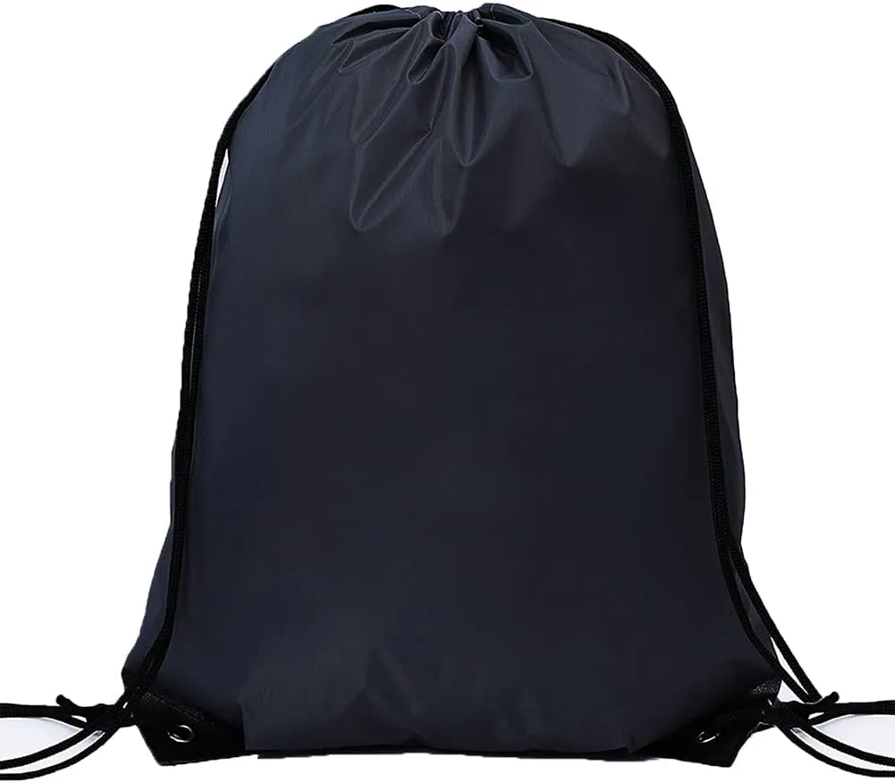 CODOBON 50 Pcs Drawstring Bags, Bulk Draw String Backpack, Cinch Polyester Bag for Gym Sport, Black