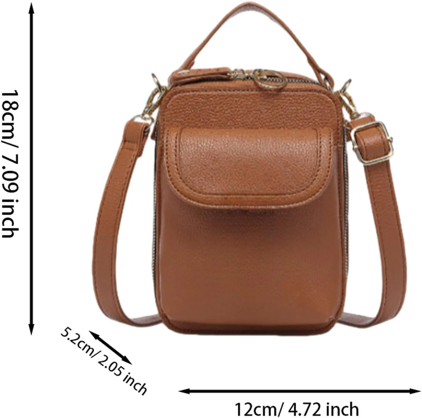 Collaborate Crossbody Leather Bag, Mini Cell Phone Pouch with Card Slots, Retro Small Purse, Adjustable Strap Handbag