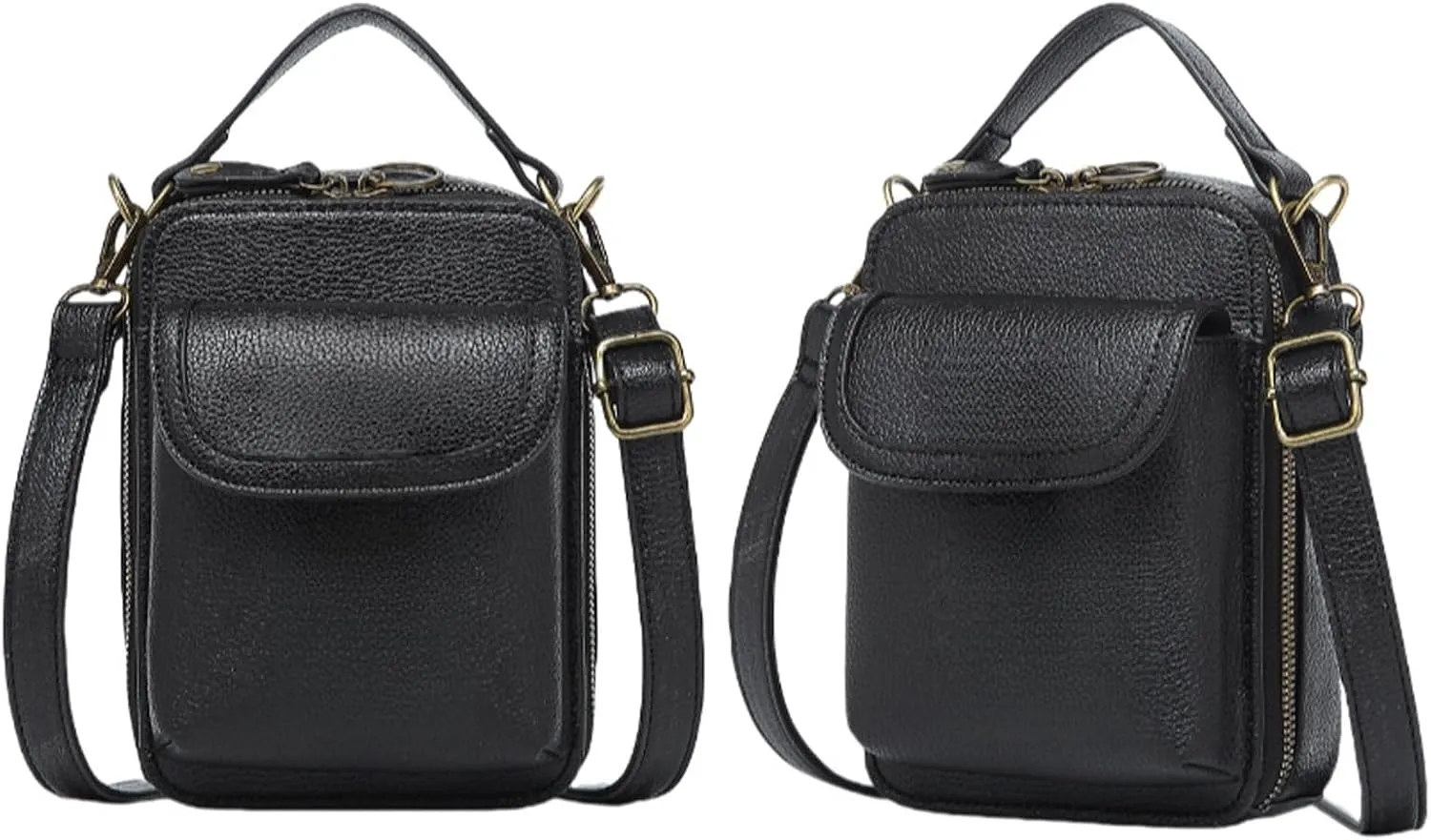 Collaborate Crossbody Leather Bag, Mini Cell Phone Pouch with Card Slots, Retro Small Purse, Adjustable Strap Handbag