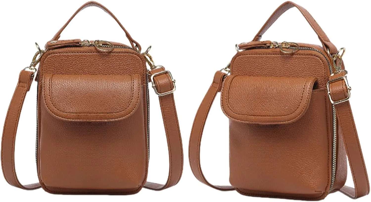 Collaborate Crossbody Leather Bag, Mini Cell Phone Pouch with Card Slots, Retro Small Purse, Adjustable Strap Handbag