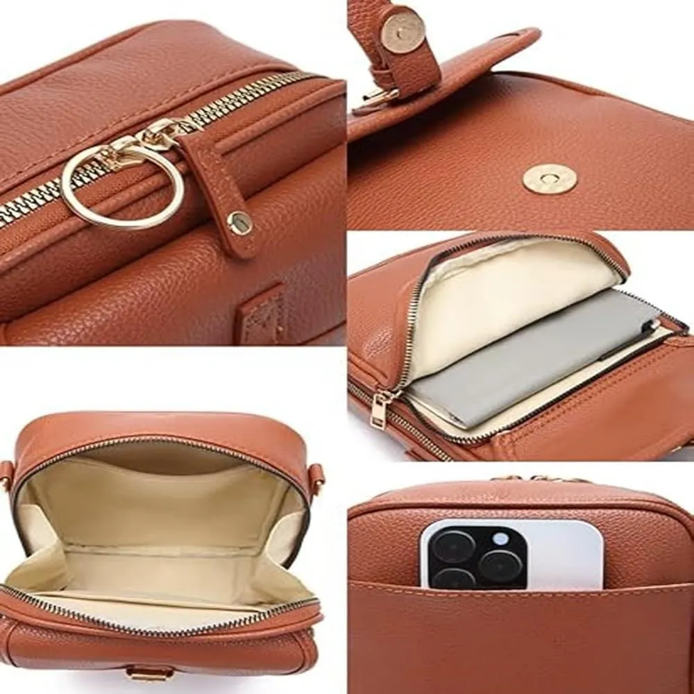 Collaboraten & UrvashiCrossbody Crossbody Leather Bag,Vintage Double Layer Large Capacity Mini Cross Body Bags
