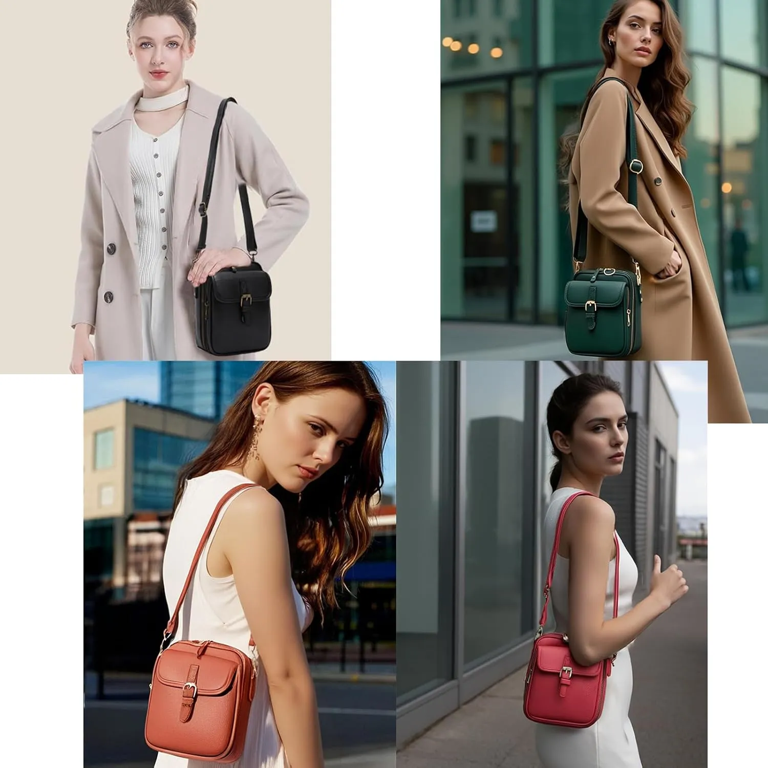 Collaboraten1 Crossbody Leather Bag, Anti-Theft Shoulder Bag for Women, Vintage Leather Purse with Card Slots