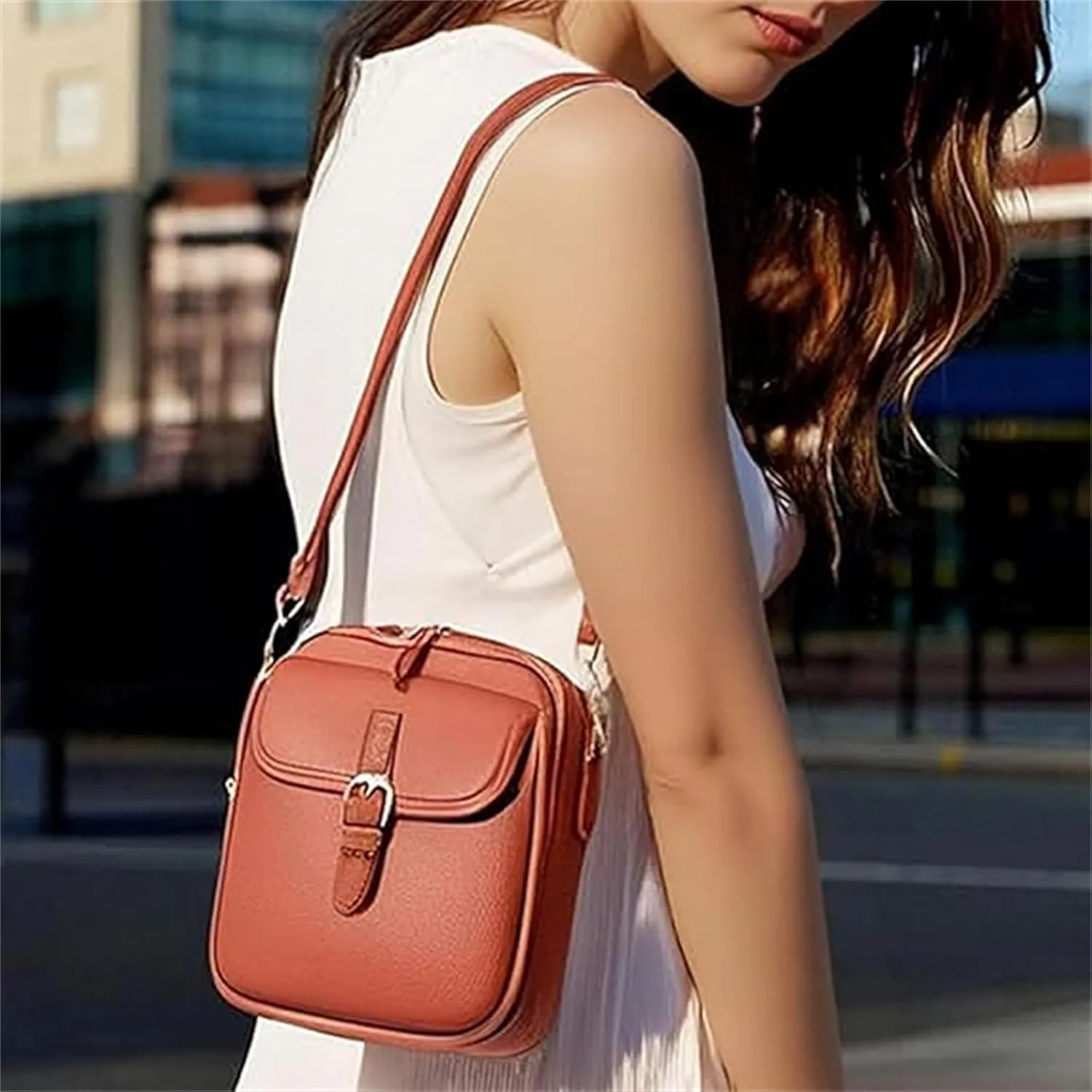 Collaboraten1 Crossbody Leather Bag, Collaborateam Urvashi Vintage Double Layer Large Capacity Anti Theft Shoulder Bags