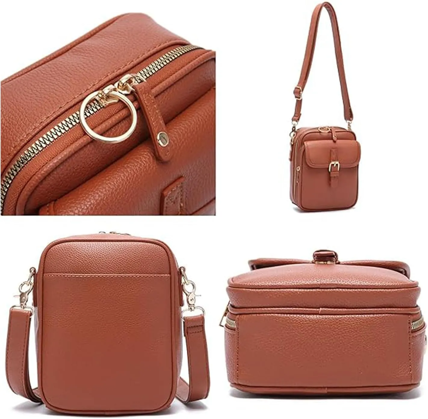 Collaboraten1 Crossbody Leather Bag, Collaborateam Urvashi Vintage Double Layer Large Capacity Anti Theft Shoulder Bags