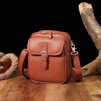 Collaboraten1 Crossbody Leather Bag, UrvashiVintage Double Layer Large Capacity Mini Cross Body Bags