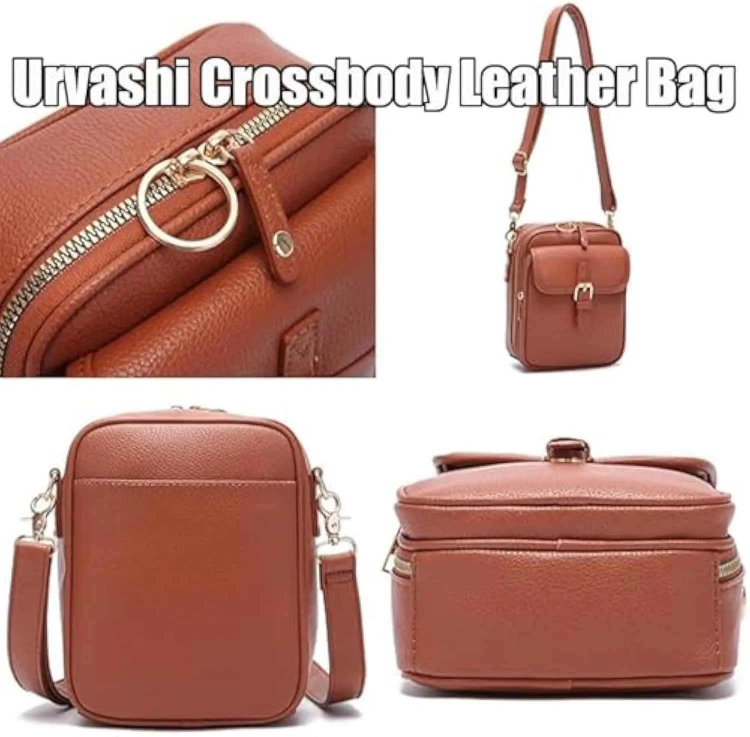 Collaboraten1 Crossbody Leather Bag, Vintage Double Urvashi Collaborateam Tojoyride Anti Theft Purse Bag Large Capacity