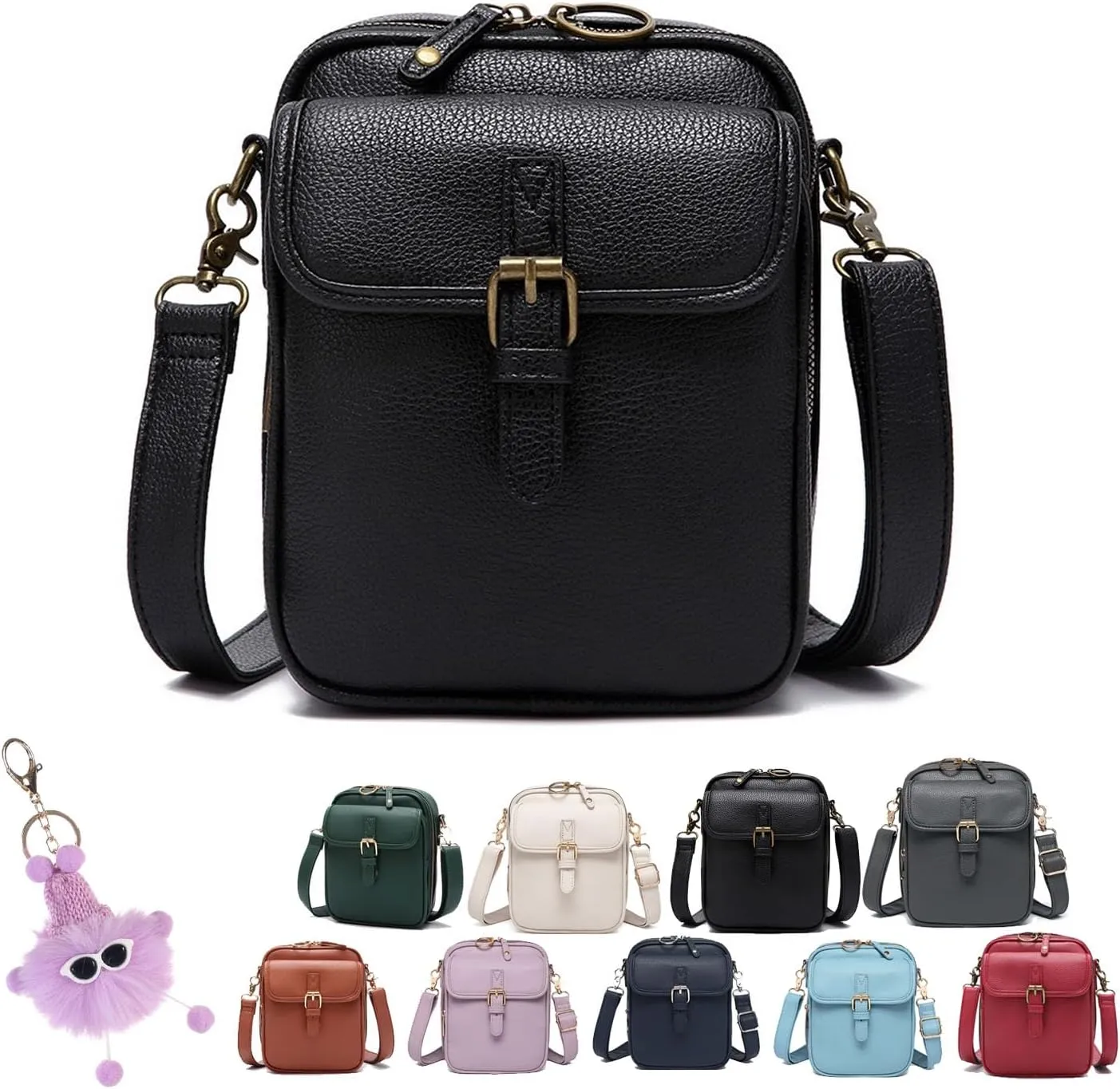 Collaboraten1 Crossbody Leather Bag, Vintage Double Urvashi Collaborateam Tojoyride Anti Theft Purse Bag Large Capacity