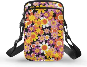 Colorful Flower Travel Sling Bag for Women Sling Bag Crossbody Travel Purses Anti Theft Crossbody Travel Crossbody Bags for Women Side Bag Crossbody Cross Body Gifts