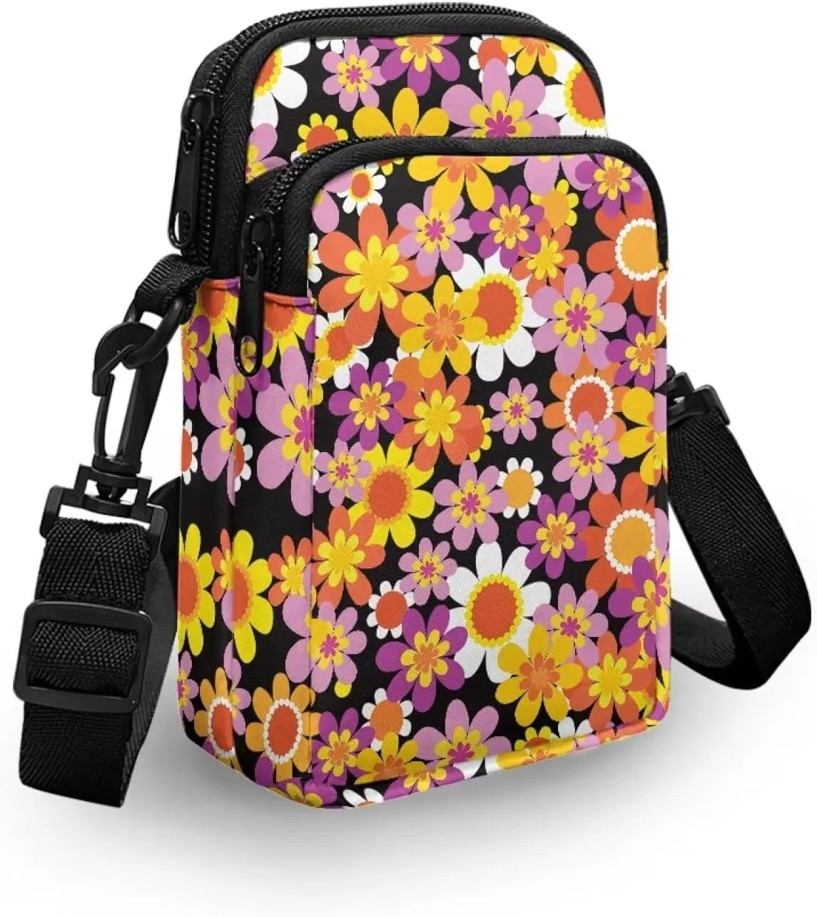 Colorful Flower Travel Sling Bag for Women Sling Bag Crossbody Travel Purses Anti Theft Crossbody Travel Crossbody Bags for Women Side Bag Crossbody Cross Body Gifts
