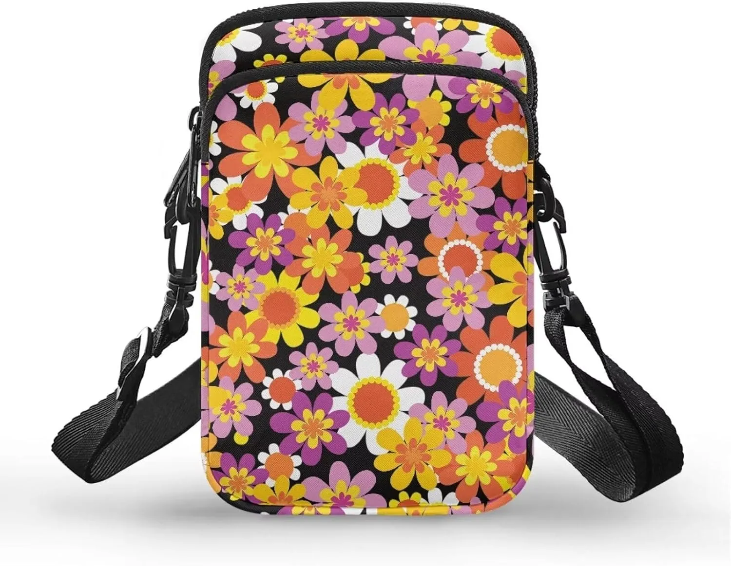 Colorful Flower Travel Sling Bag for Women Sling Bag Crossbody Travel Purses Anti Theft Crossbody Travel Crossbody Bags for Women Side Bag Crossbody Cross Body Gifts