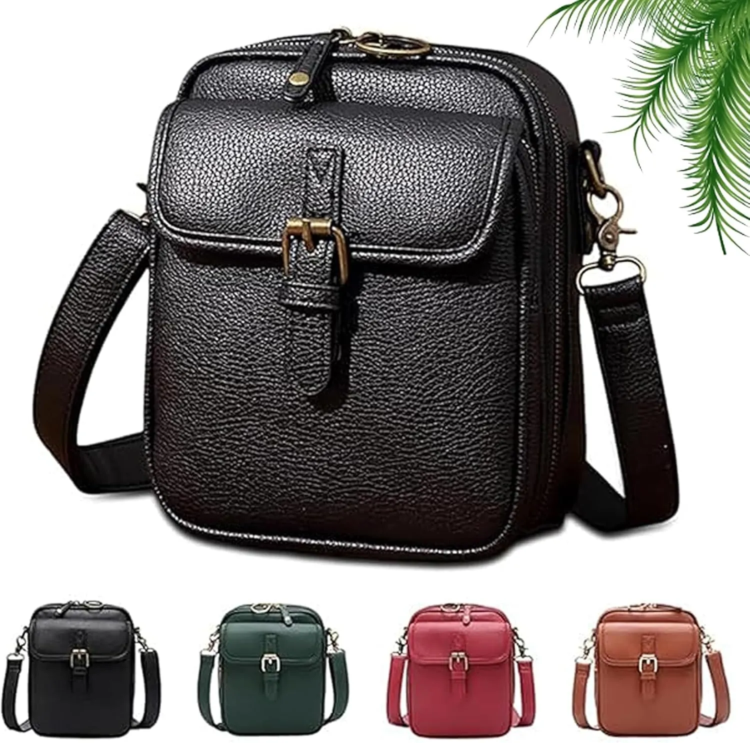 Comebybuy Vintage Large Capacity Messenger Bag, Purse Vintage Mini Messenger Bag with Ten Card Packs, Anti-Skimming Bag