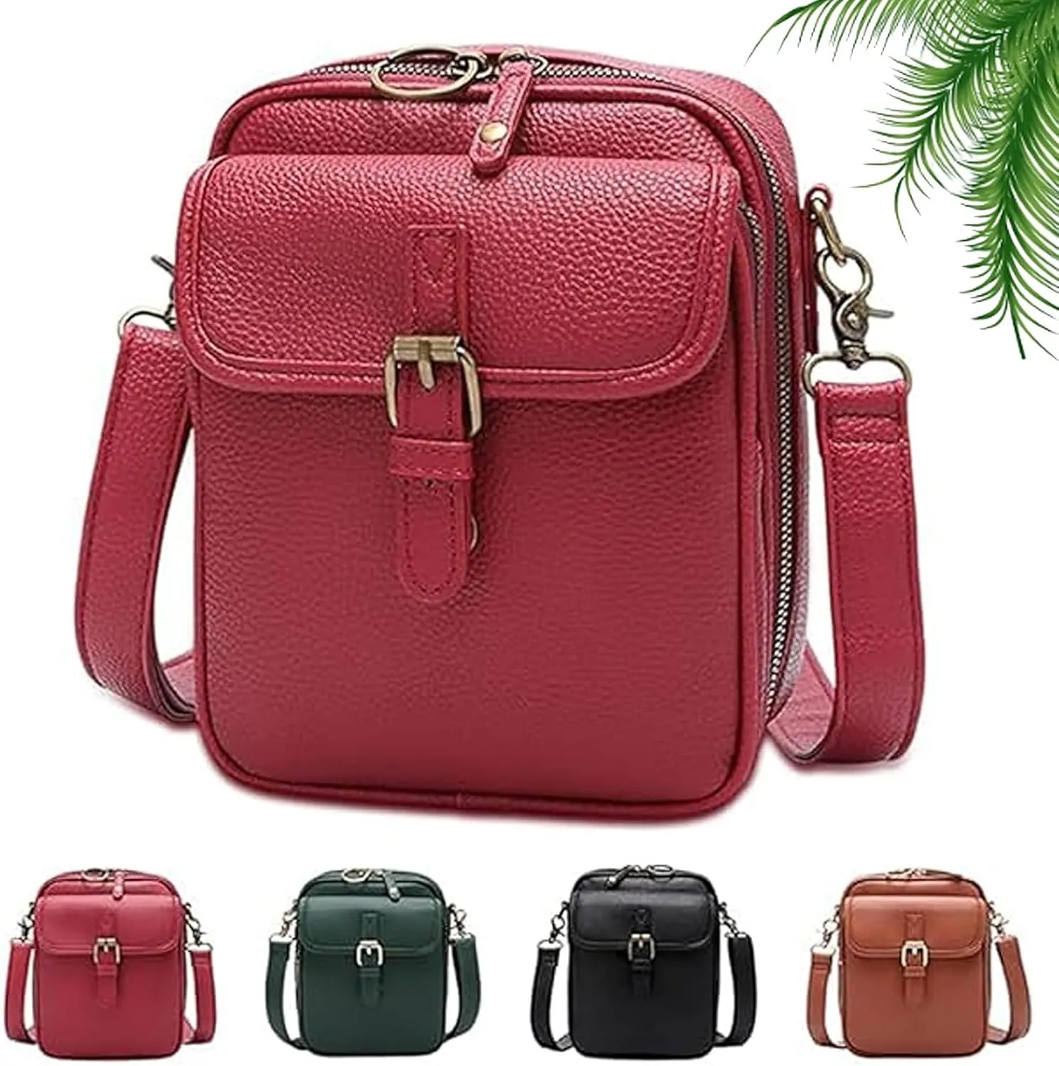 Comebybuy Vintage Large Capacity Messenger Bag, Purse Vintage Mini Messenger Bag with Ten Card Packs, Anti-Skimming Bag