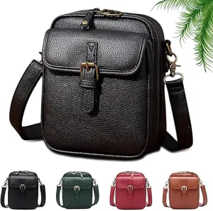 Comebybuy Vintage Large Capacity Messenger Bag, Purse Vintage Mini Messenger Bag with Ten Card Packs, Anti-Skimming Bag