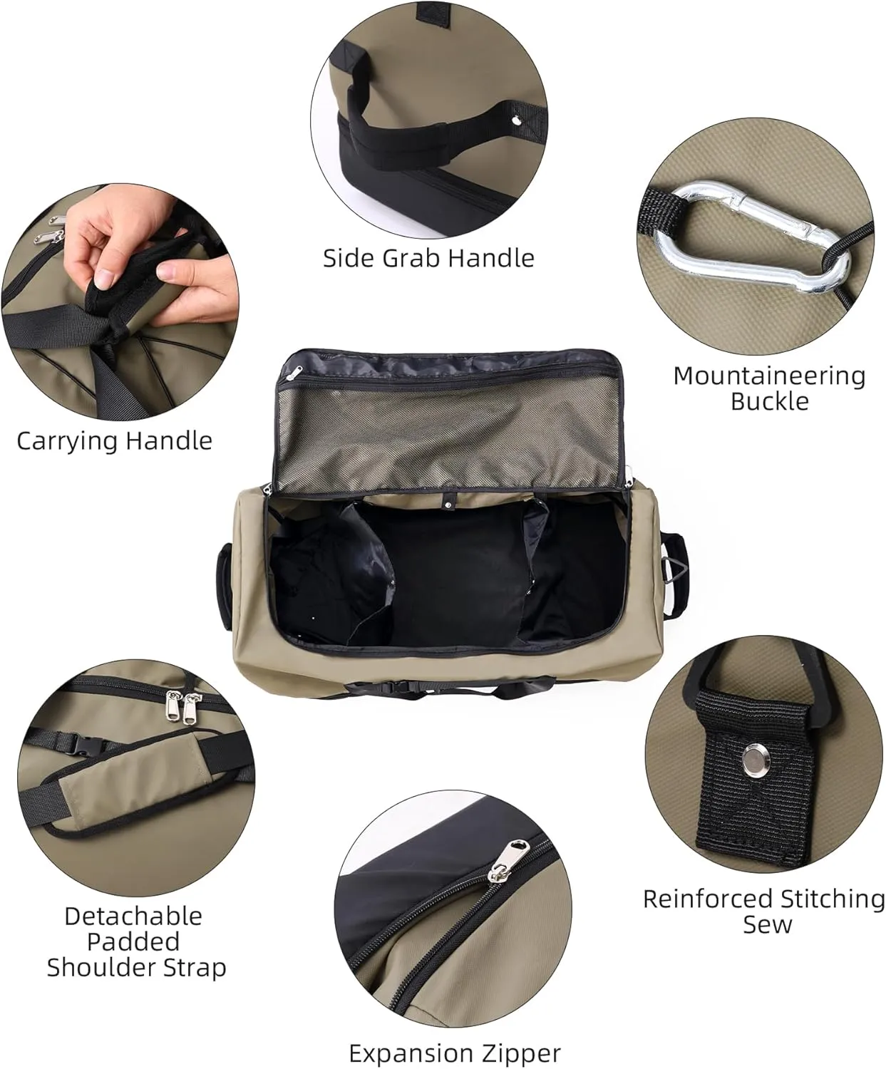CONTAIL 32” Soft-side 110L Expandable 140L Rolling Duffle Bag with 2 Inline Wheels,Convertible Weekend Travel Bag with Bungee-Cord System,Army Green