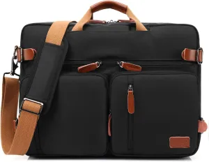 Convertible Backpack Messenger Shoulder Bag Laptop Case Handbag Business Briefcase Multi-Functional Travel Rucksack Fits 15.6 Inch Laptop for Men/Women (Black)