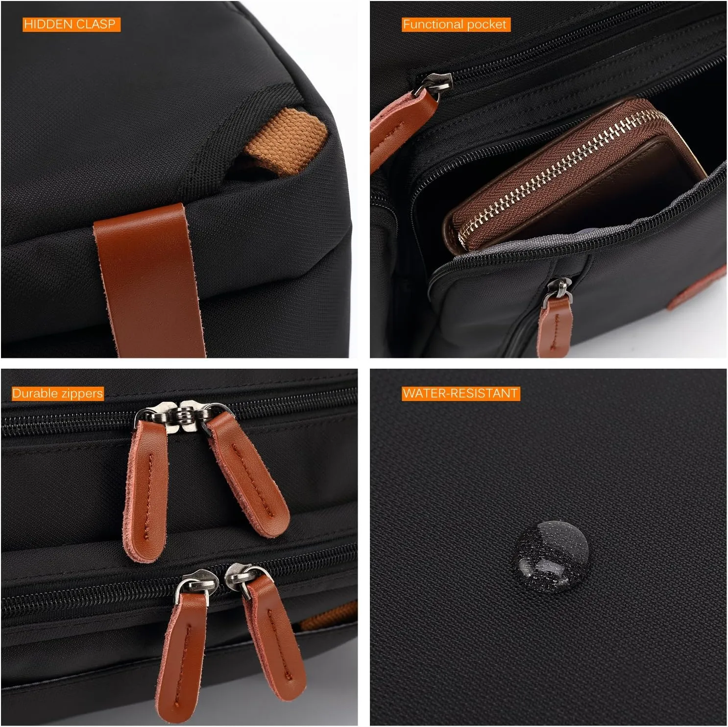 Convertible Backpack Messenger Shoulder Bag Laptop Case Handbag Business Briefcase Multi-Functional Travel Rucksack Fits 15.6 Inch Laptop for Men/Women (Black)