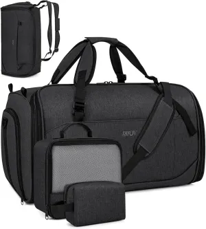 Convertible Garment Bags for Travel - Carry on Garment Duffle Bag with Backpack Straps for Men Women, 4 in 1 Large Travel Duffel Bags with Shoes Compartment Hanging Suit Dress Weekender Bag 3pcs Set