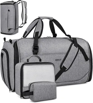 Convertible Garment Bags for Travel - Carry on Garment Duffle Bag with Backpack Straps for Men Women, 4 in 1 Large Travel Duffel Bags with Shoes Compartment Hanging Suit Dress Weekender Bag 3pcs Set