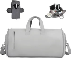 Convertible Garment Bags, Garment Duffel Bags for Travel, 57L Carry on Garment Bag, Garment Duffle Bags with Shoulder Strap & Shoes Compartment (Grey)