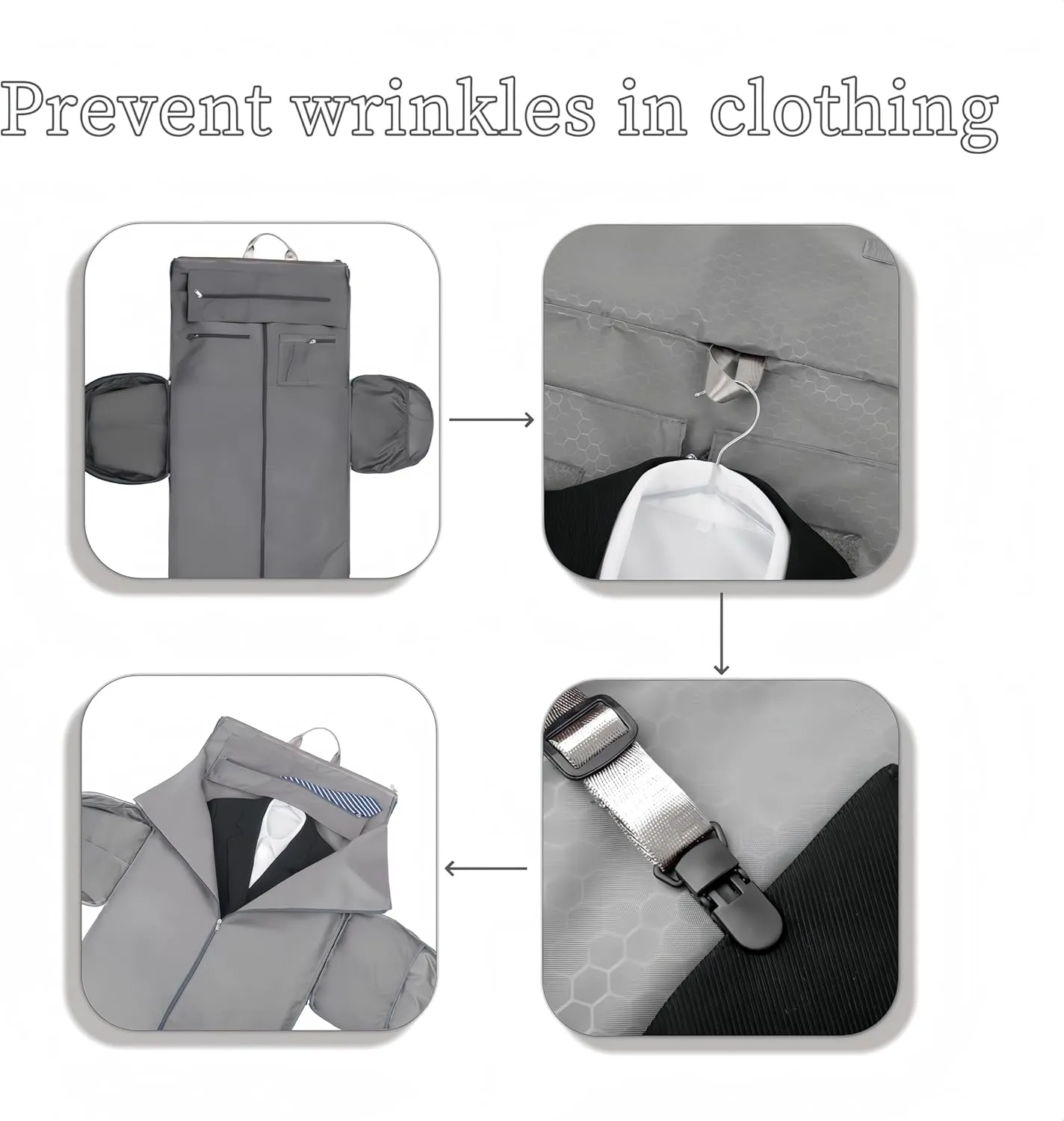Convertible Garment Bags, Garment Duffel Bags for Travel, 57L Carry on Garment Bag, Garment Duffle Bags with Shoulder Strap & Shoes Compartment (Grey)