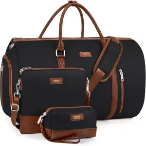 Convertible Garment Duffel Bag for Travel - Carry On Garment Bags With Toiletry Bag Large Weekender Bag for Men Women 2 in 1 Hanging Suitcase Suit Travel Duffel Overnight Bags 4pcs Set