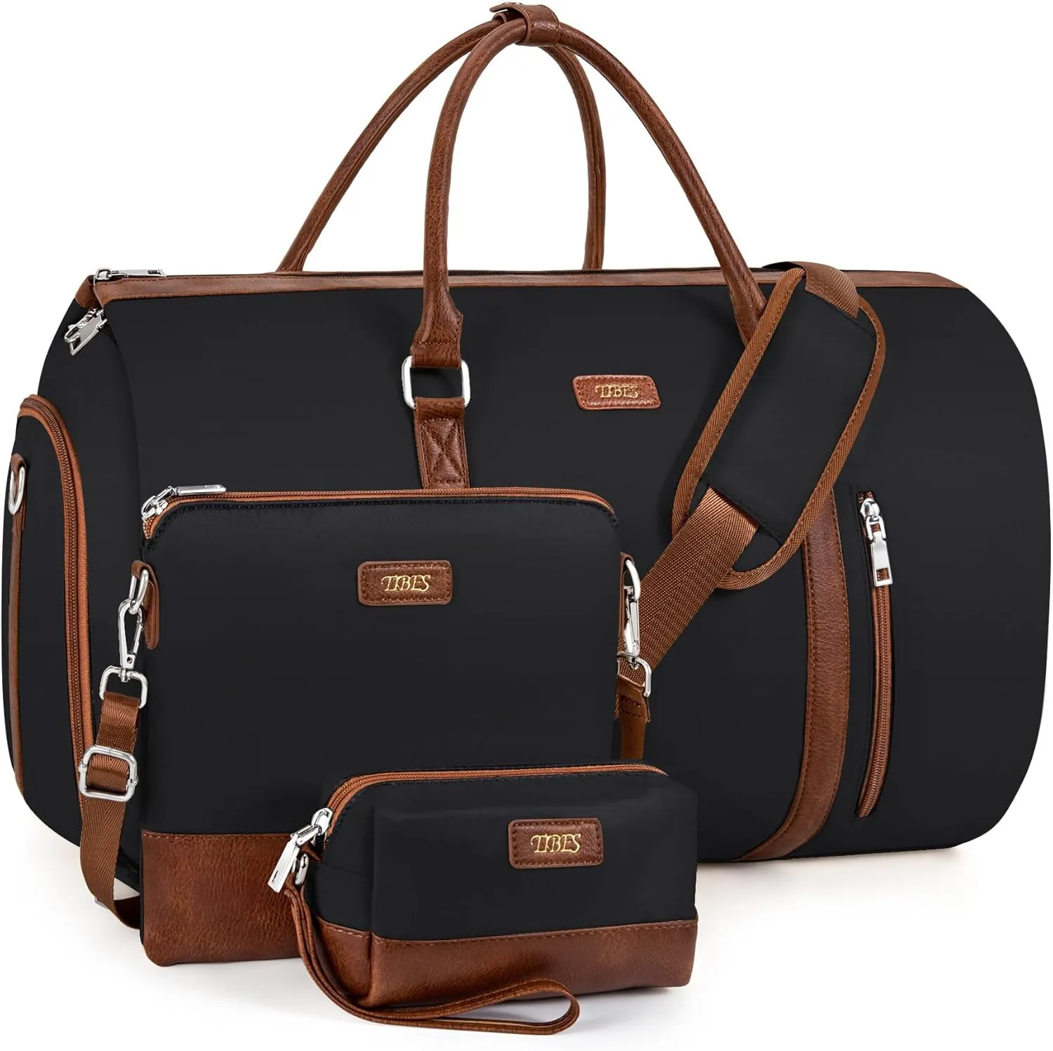 Convertible Garment Duffel Bag for Travel - Carry On Garment Bags With Toiletry Bag Large Weekender Bag for Men Women 2 in 1 Hanging Suitcase Suit Travel Duffel Overnight Bags 4pcs Set