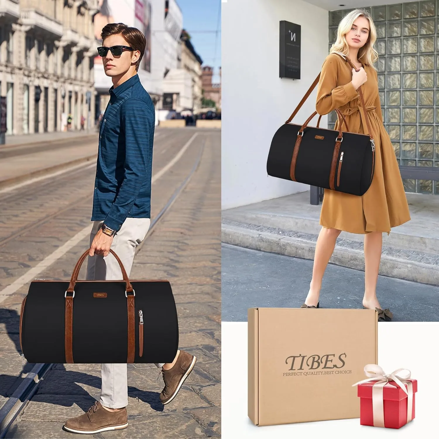 Convertible Garment Duffel Bag for Travel - Carry On Garment Bags With Toiletry Bag Large Weekender Bag for Men Women 2 in 1 Hanging Suitcase Suit Travel Duffel Overnight Bags 4pcs Set