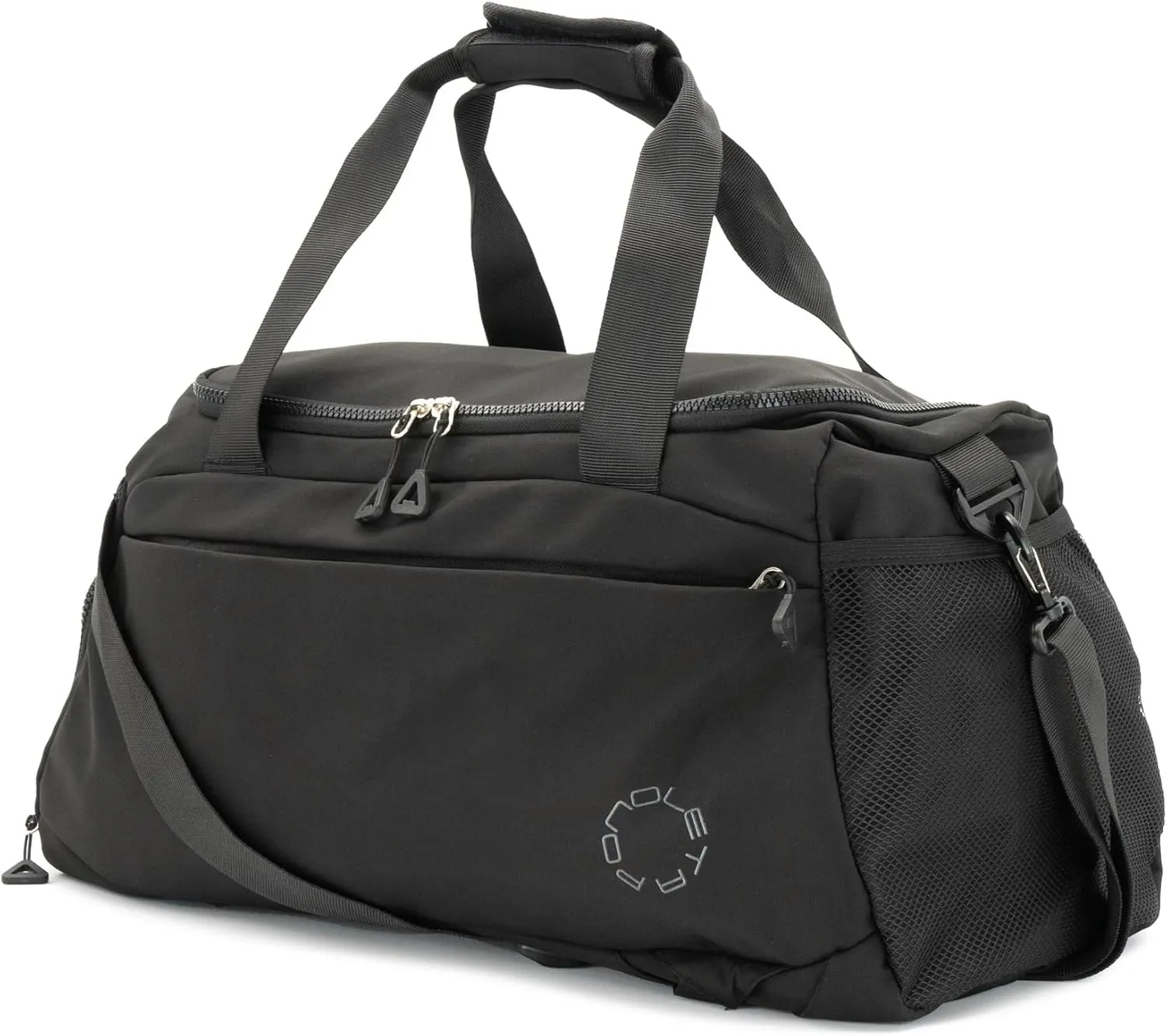 Convertible Gym, Sports & Travel Duffle - With Shoe Compartment & Wet Pocket, Overnight & Carry On Bag, Weekender (Black)