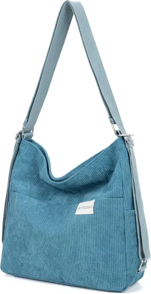 Corduroy Tote Backpack Crossbody Bag for Women, Convertible Shoulder Bags Designer Handbag for College, Work