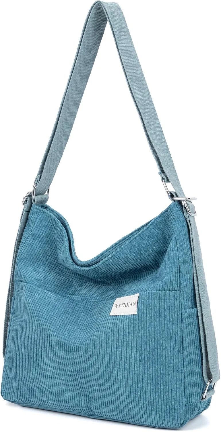 Corduroy Tote Backpack Crossbody Bag for Women, Convertible Shoulder Bags Designer Handbag for College, Work