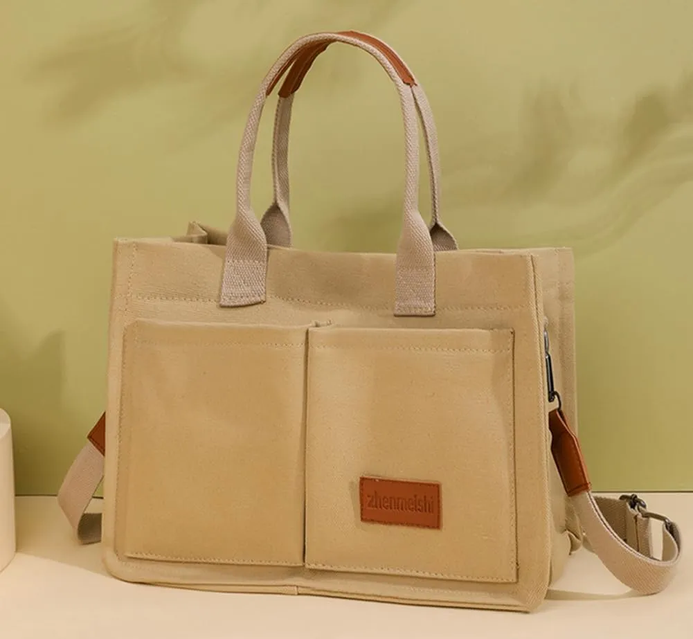 Corduroy Tote Handbags for Women Large Shoulder Crossbody Bag Casual Work Bags Hobo Messenger Bag Satchel with Multi-pocket