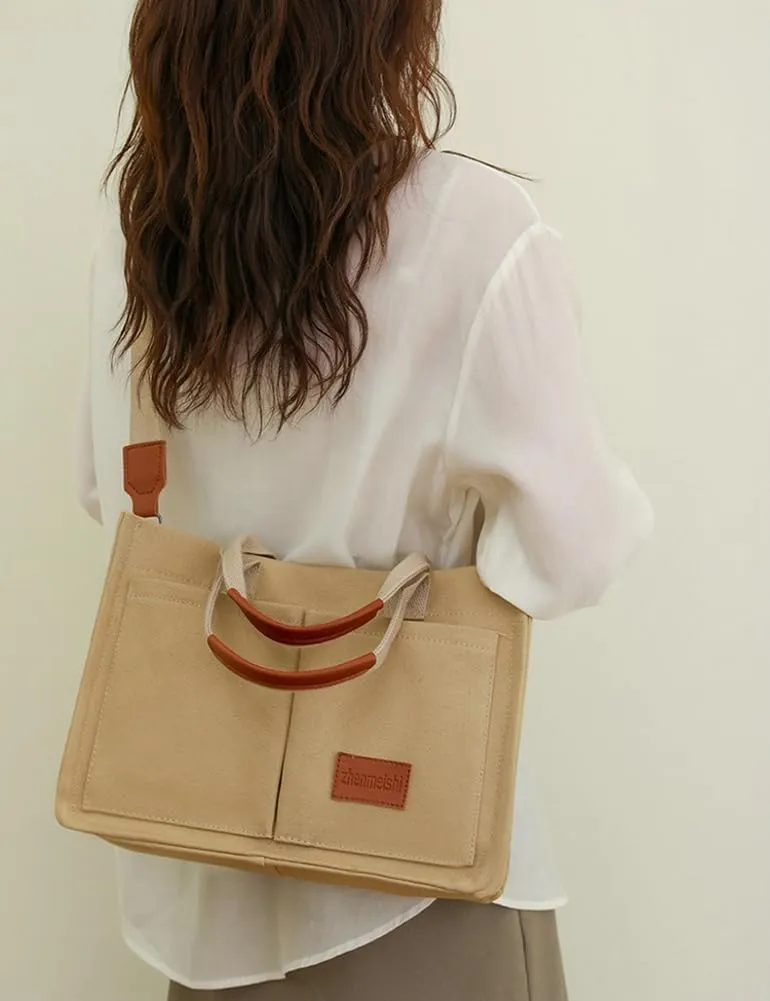 Corduroy Tote Handbags for Women Large Shoulder Crossbody Bag Casual Work Bags Hobo Messenger Bag Satchel with Multi-pocket