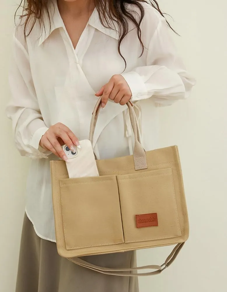 Corduroy Tote Handbags for Women Large Shoulder Crossbody Bag Casual Work Bags Hobo Messenger Bag Satchel with Multi-pocket