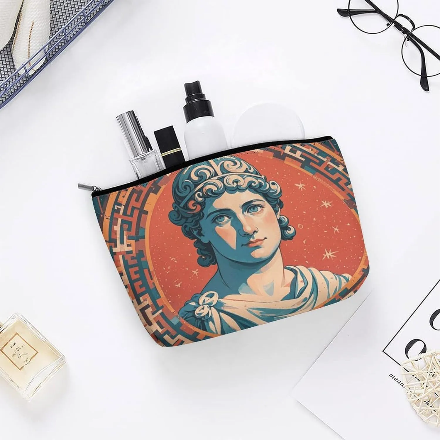 Cosmetic Bag Makeup Bags for Women Portable Makeup Bag Stamped with Ancient Rome Makeup Case Travel Toiletry Bag for Travel Accessories