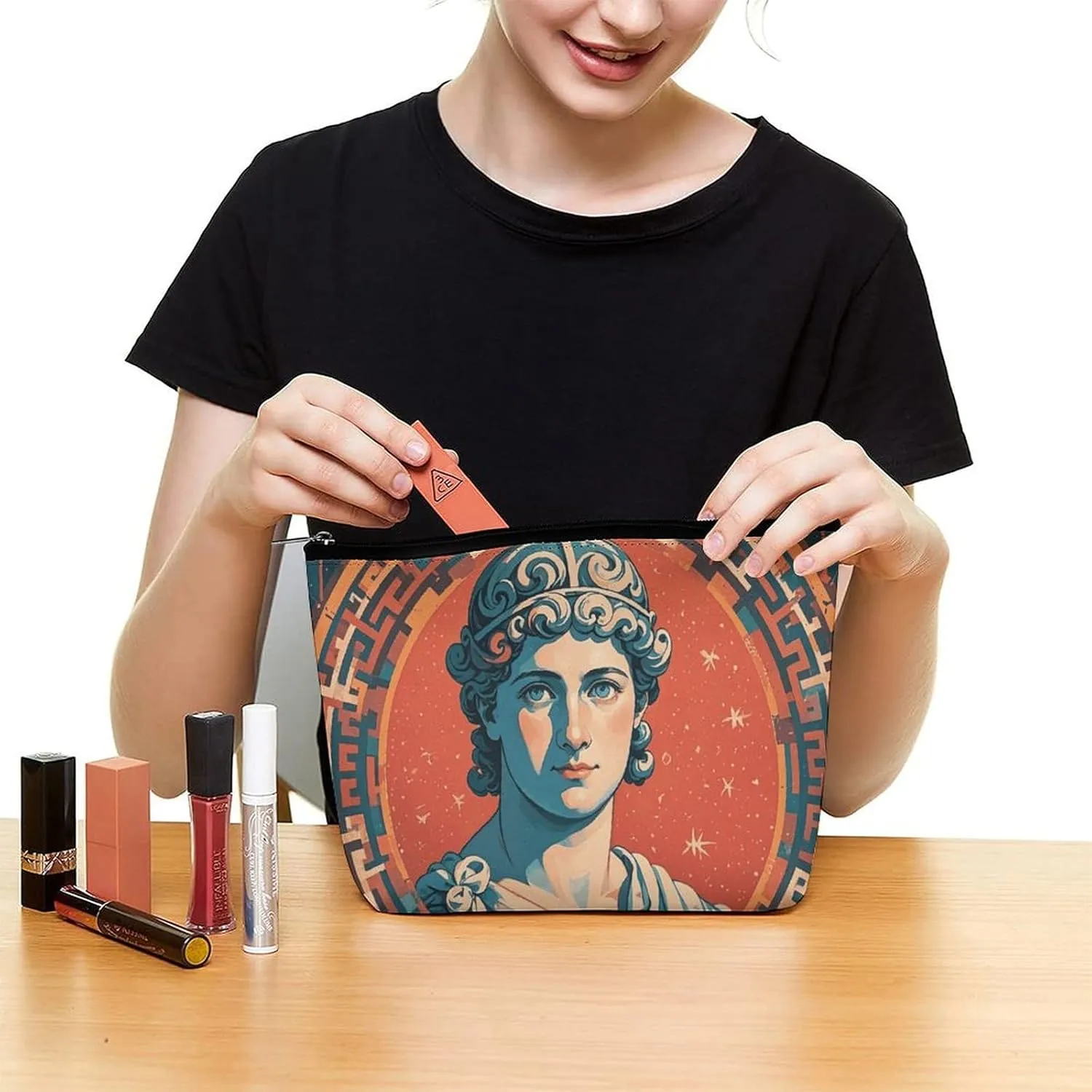 Cosmetic Bag Makeup Bags for Women Portable Makeup Bag Stamped with Ancient Rome Makeup Case Travel Toiletry Bag for Travel Accessories