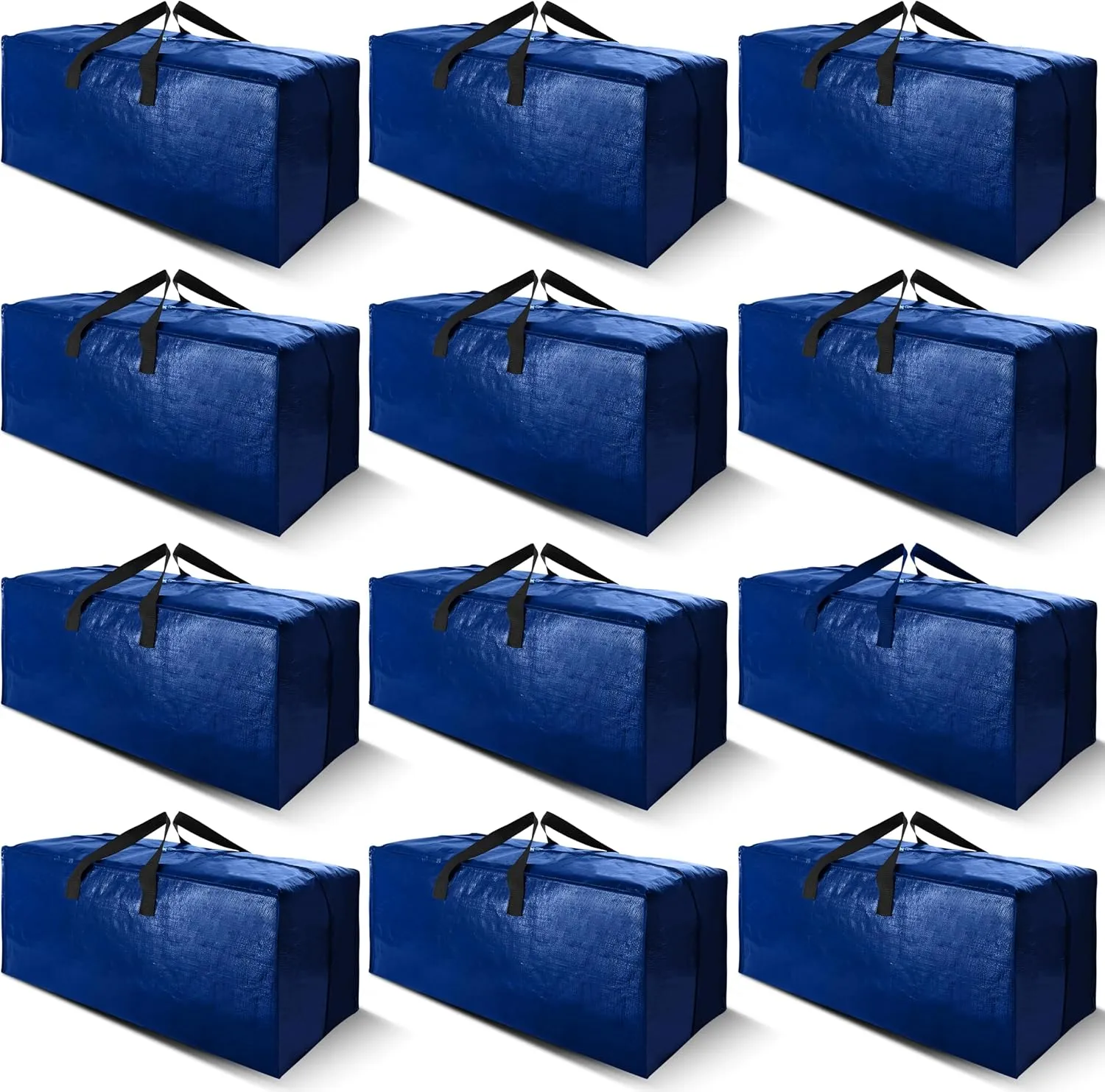 Cosy Family 12 Pack Heavy Duty Moving Bags with Backpack Straps - Strong Handles & Zippers, Storage Totes For Space Saving, Fold Flat, Alternative to Moving Box (X-Large-Set of 12, Blue)
