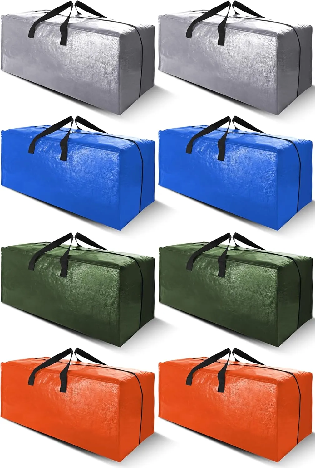 Cosy Family 8 Pack Heavy Duty Extra Large Moving Bags with Backpack Straps - Strong Handles & Zippers, Storage Totes For Space Saving, Fold Flat, Alternative to Moving Box (Set of 8, Multicolored)