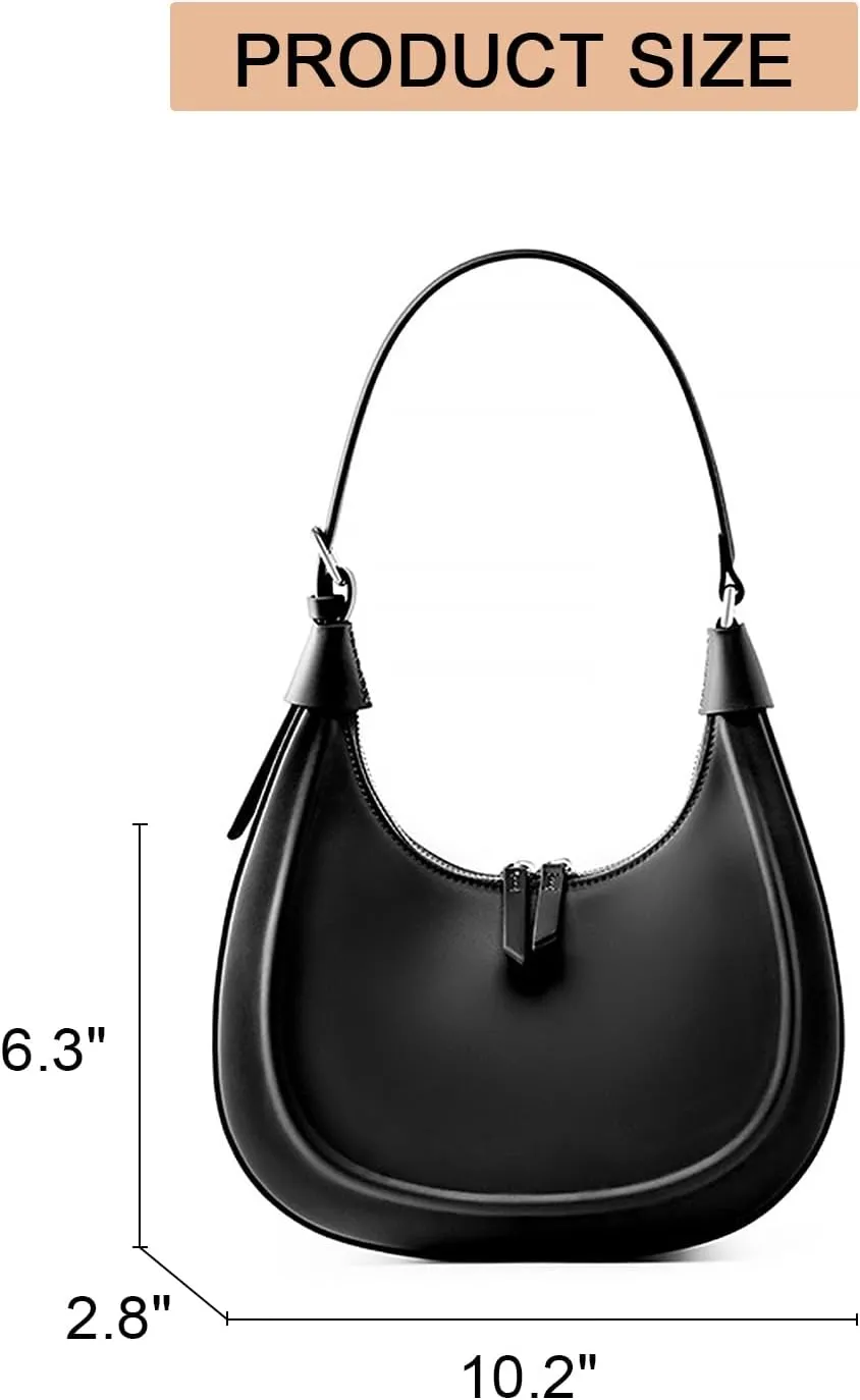 Crescent Shoulder Bags for Women, Genuine Leather Crossbody Purses, Underarm Purses with a Adjustable Strap